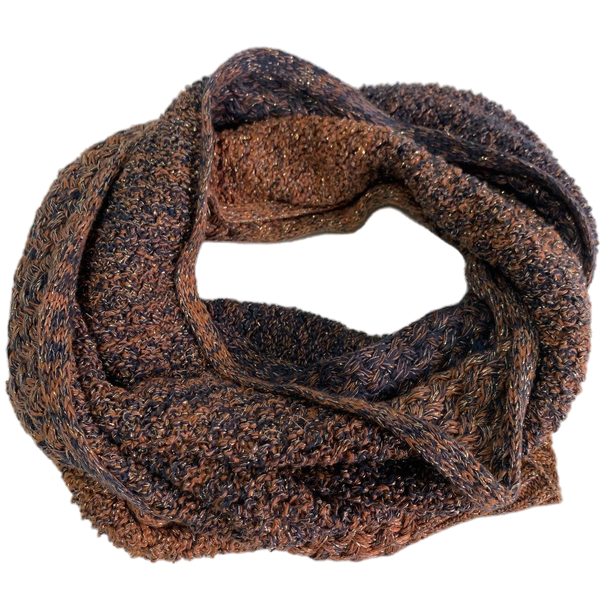 Cozy Chunky Knit Infinity Scarf with Metallic Thread for Winter