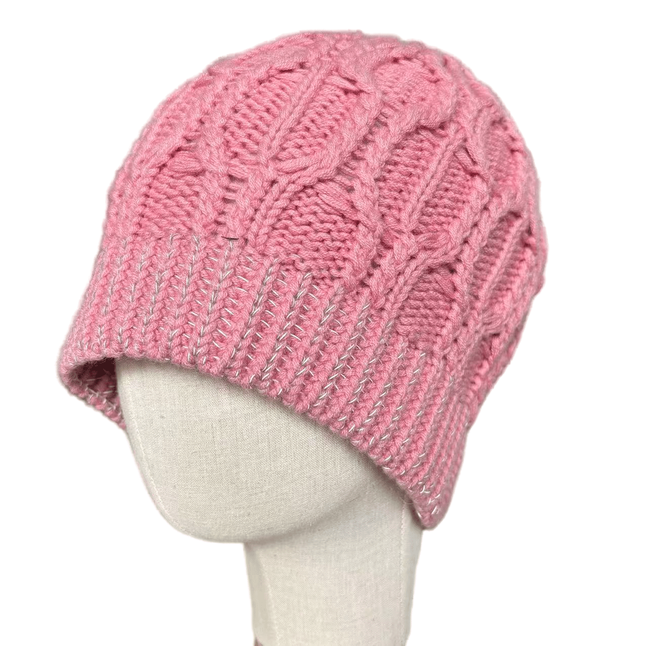 Pink Beanie Slouchy Knit Skull Cap Warm Hats Slouch Cuffed Style
