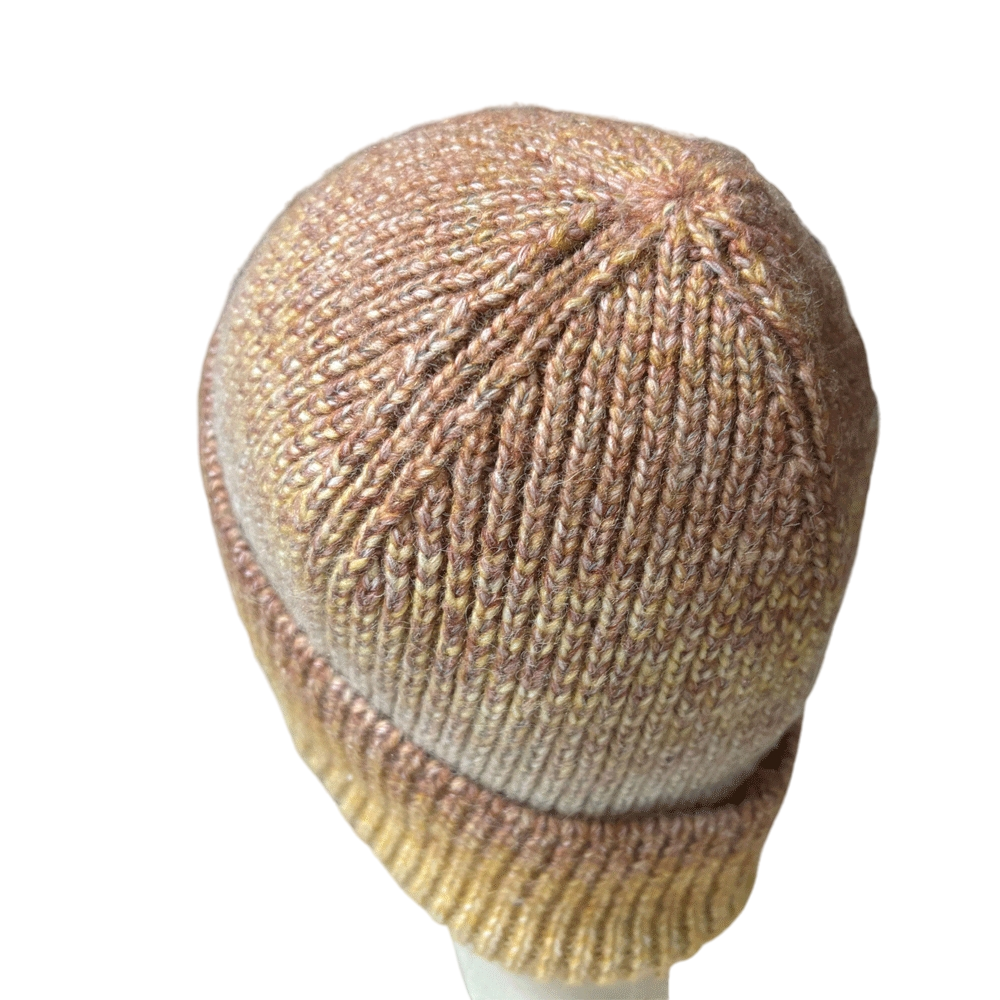 Soft Ribbed Cuffed Winter Beanie with Neutral Earth Tone Colors