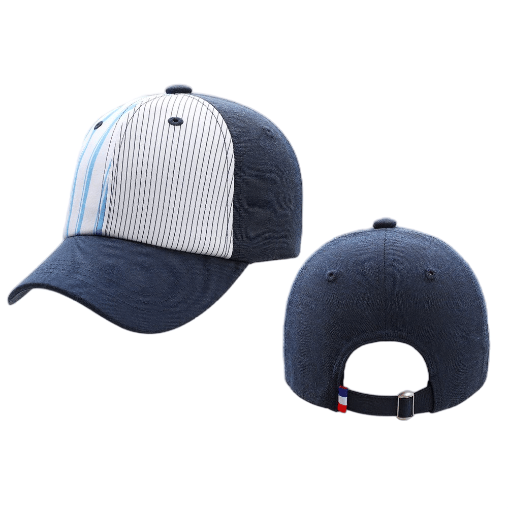 Pinstripe & Navy Color Block Baseball Cap