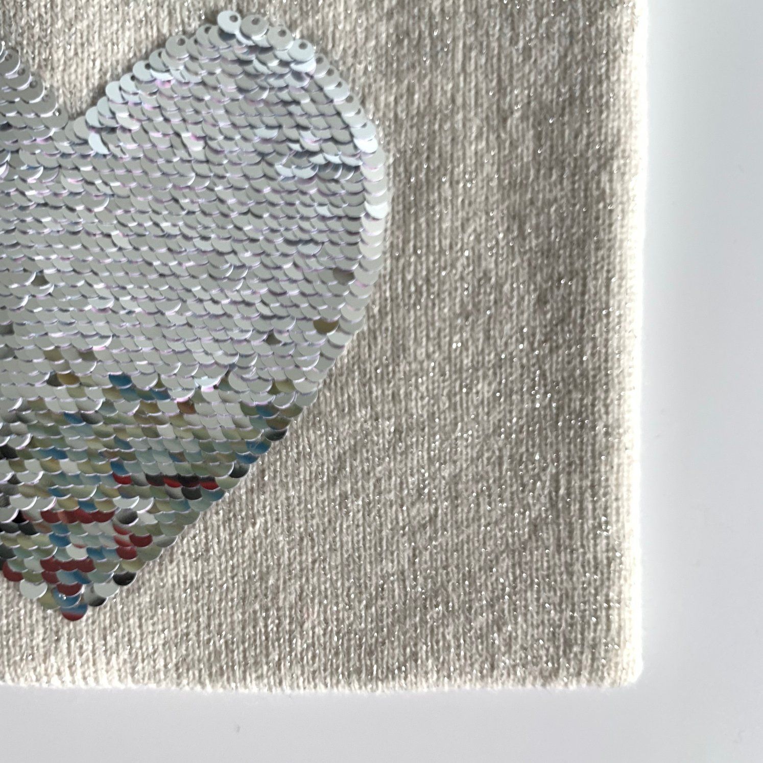 Light Gray Sequin Heart Knit Beanie