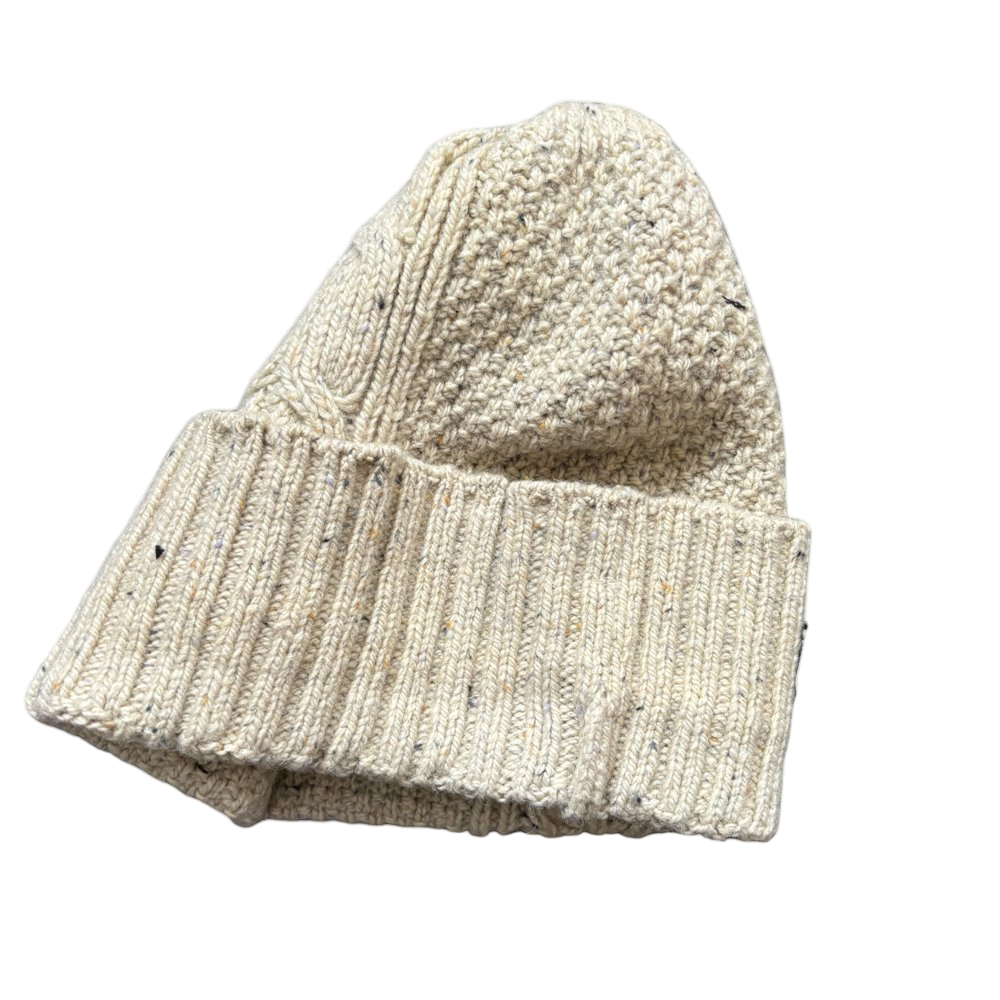 Unisex Oatmeal Speckled Cable Knit Beanie