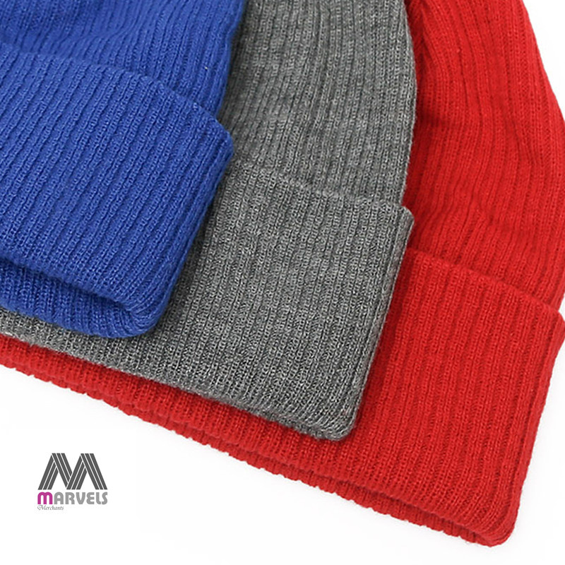 Customized Wholesale Solid Color Ribbed Knit Beanie