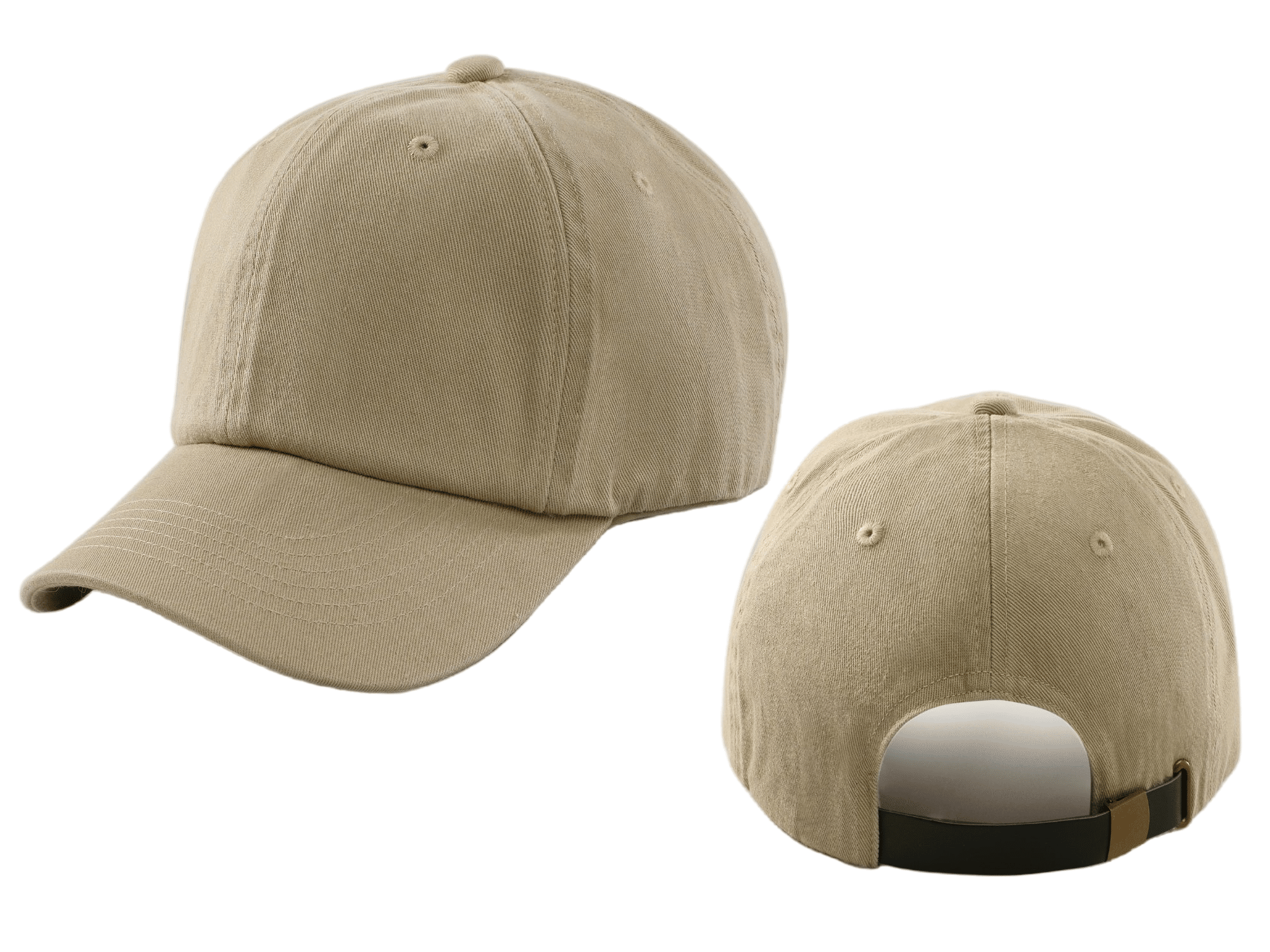 Solid Color Cotton Baseball Cap with Leather Strap
