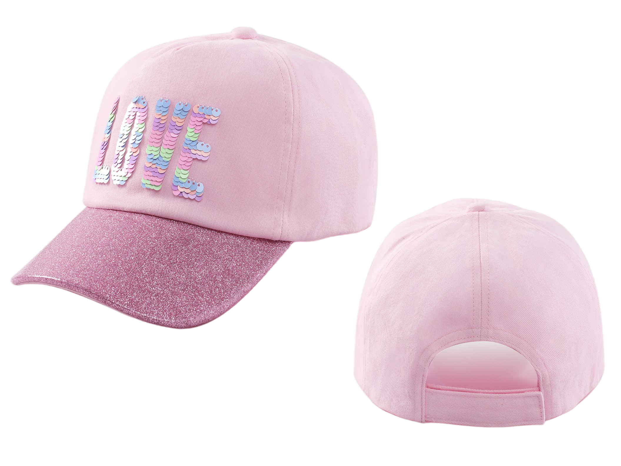 Cute Sequin Heart Kids Baseball Cap