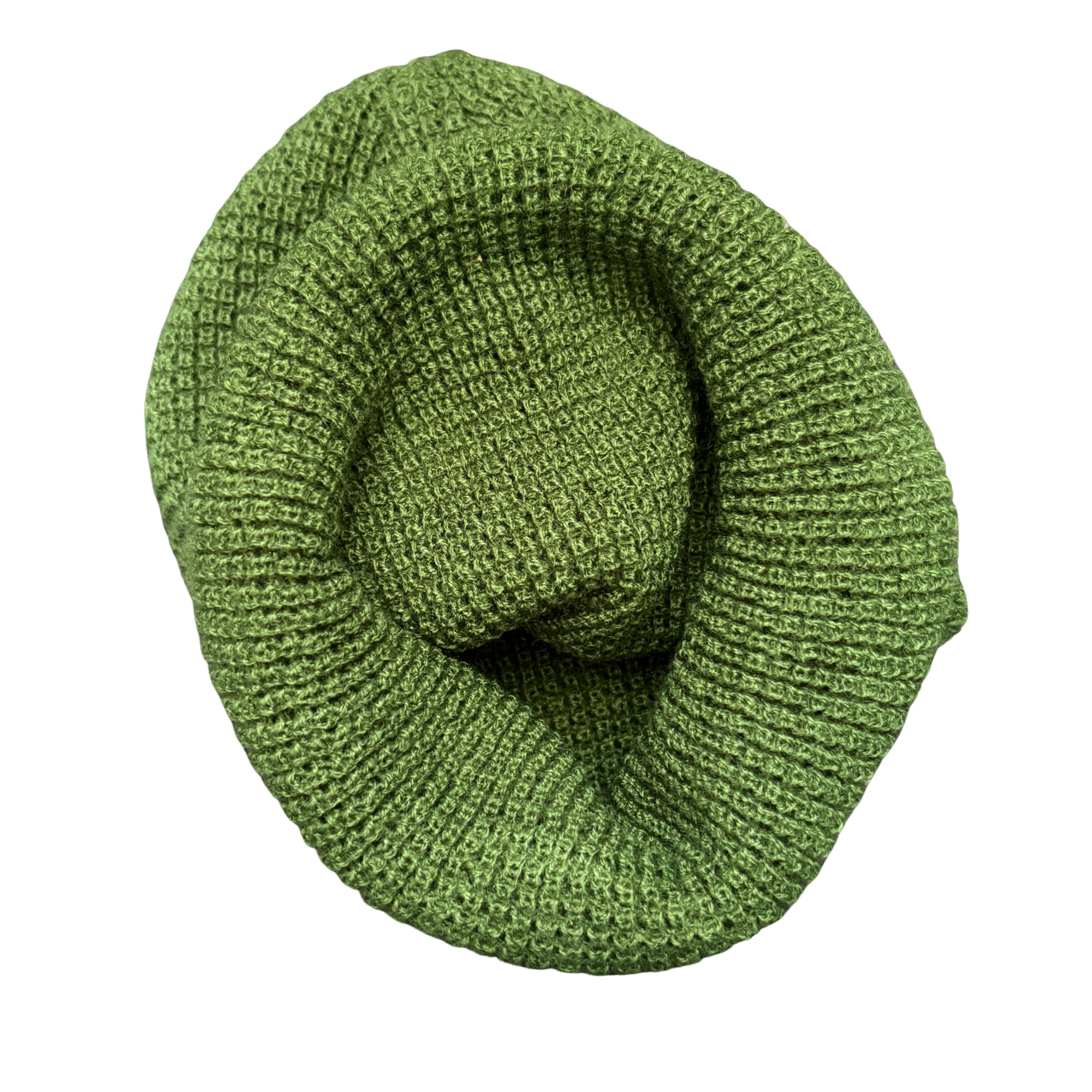 Classic Green Waffle Knit Beanie Hat
