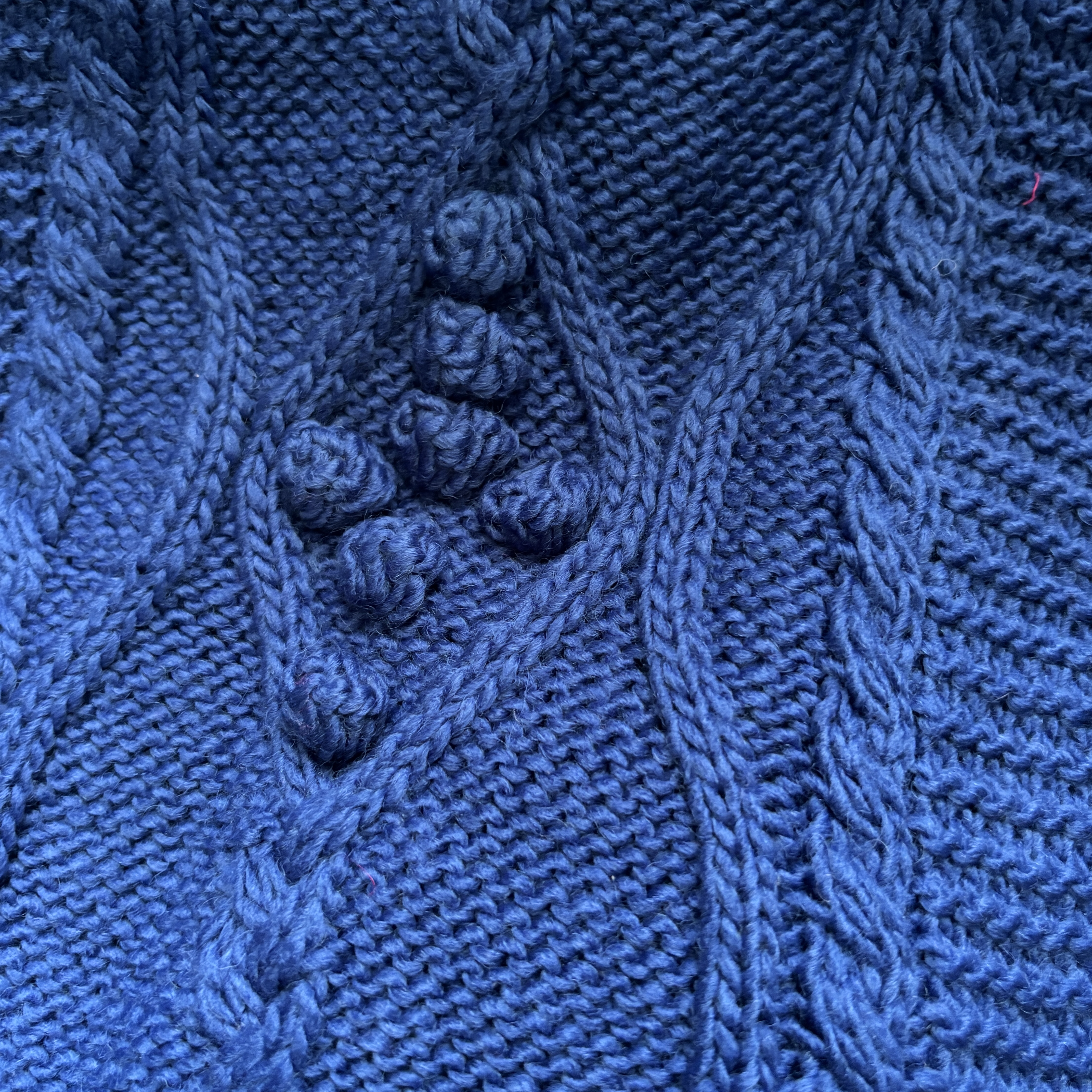 Women’s Blue Cable Knit Scarf with Tassels