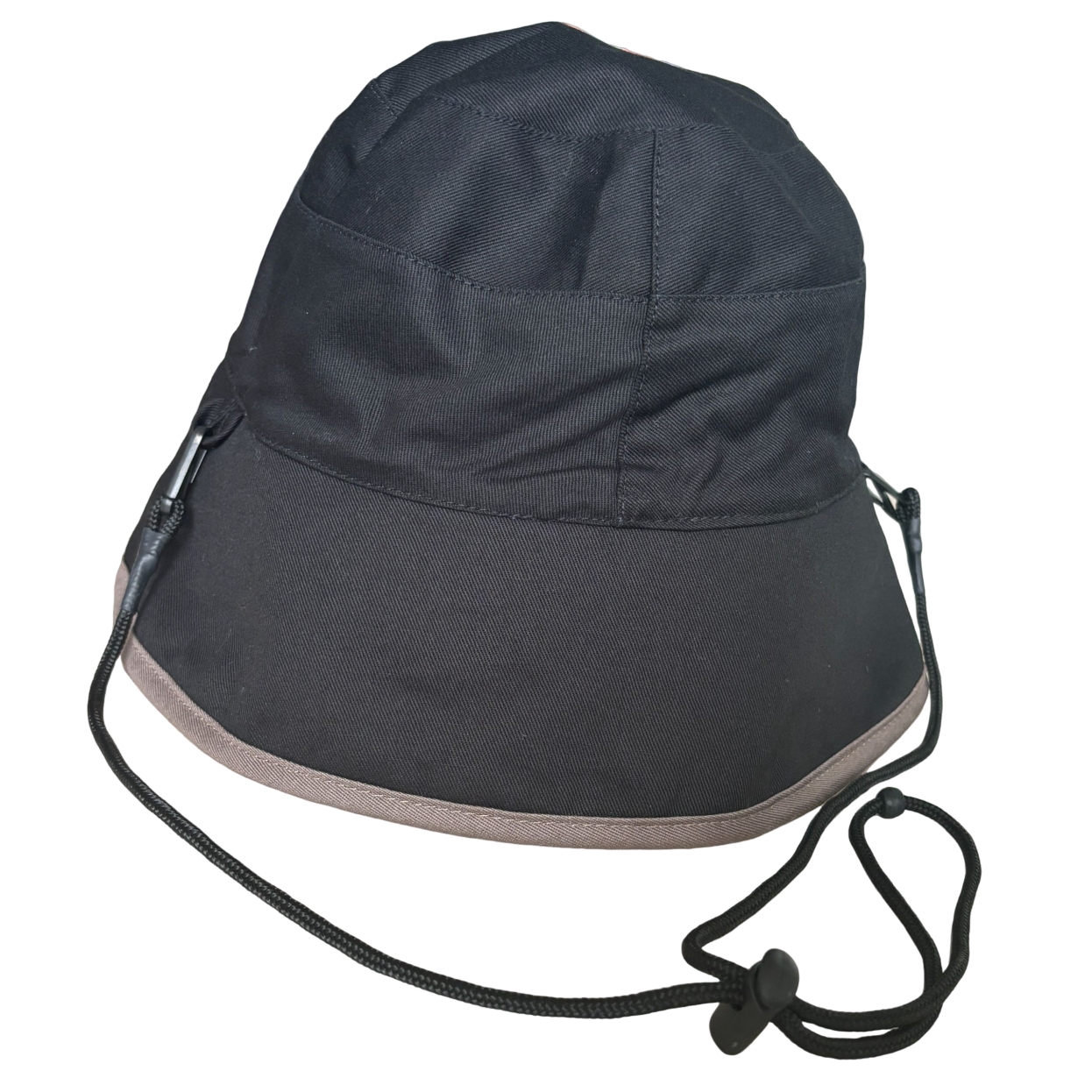 Brown Bucket Hat with Dog Embroidery Adjustable Chin Strap Sun Hat