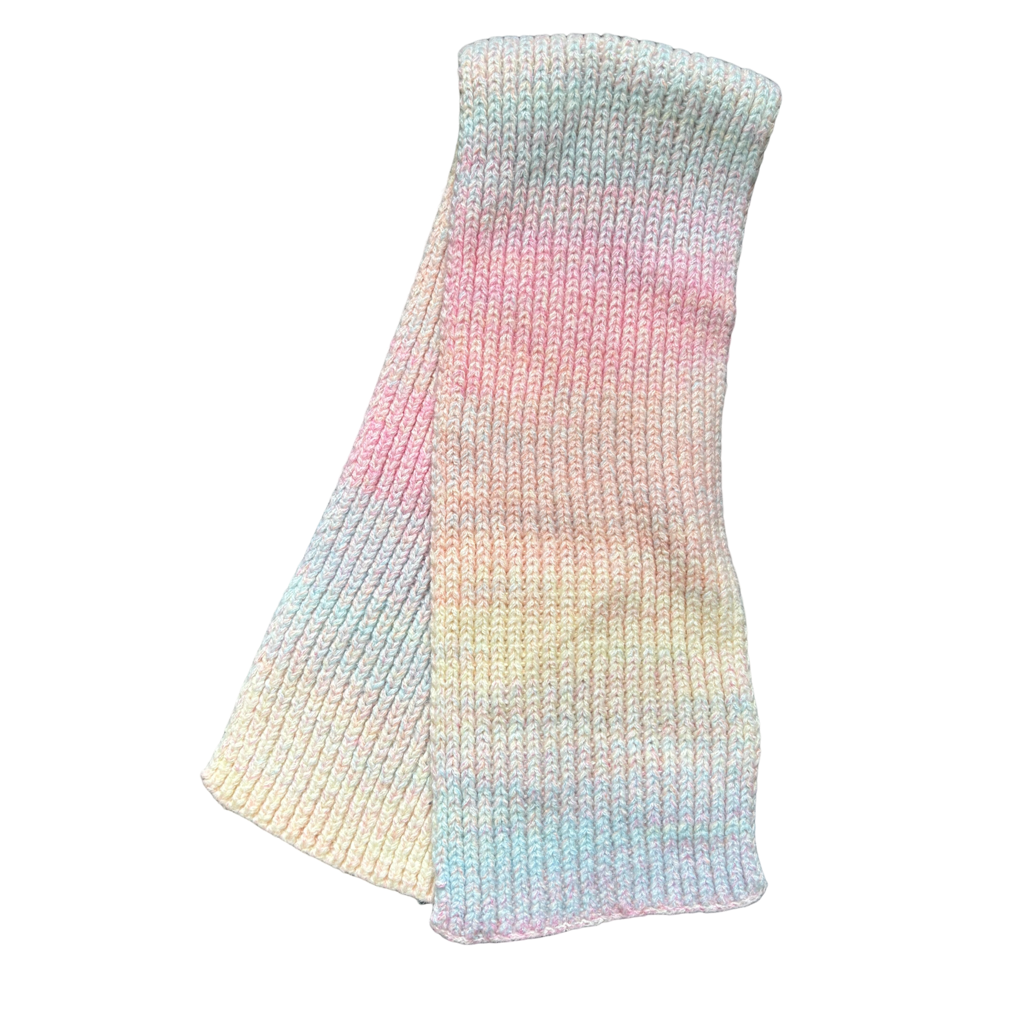 Pastel Rainbow Gradient Knit Scarf for Women