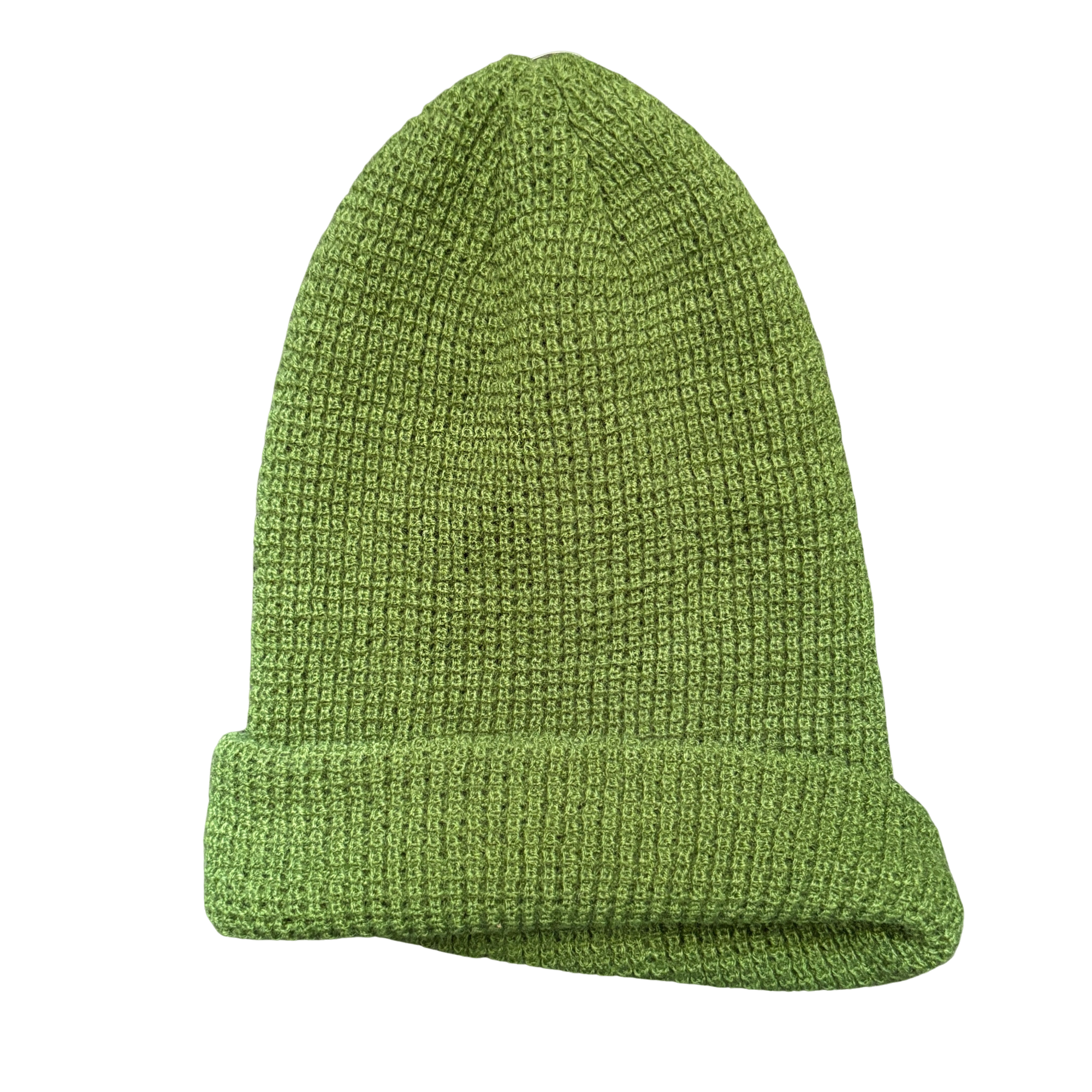 Classic Green Waffle Knit Beanie Hat