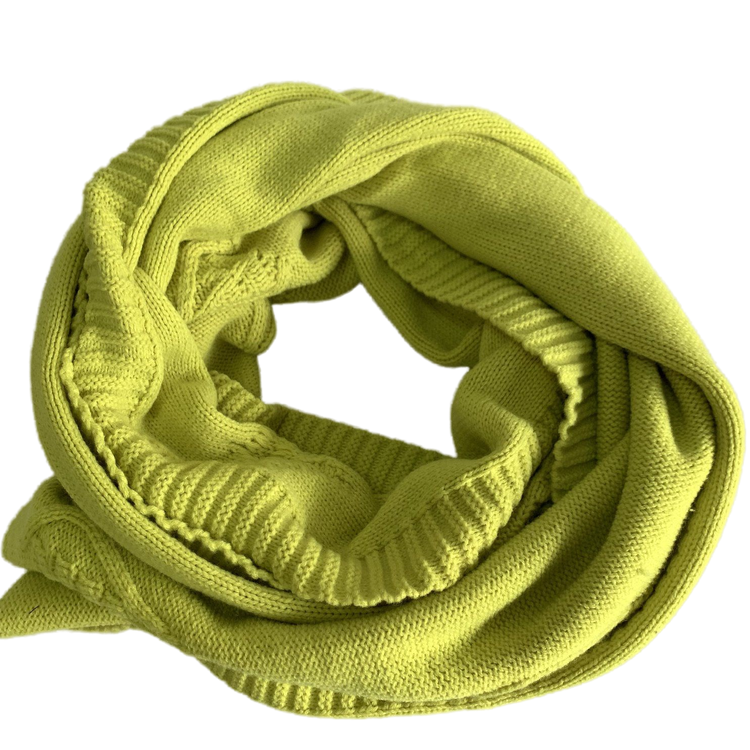 Bright Lime Green Knit Scarf for Women