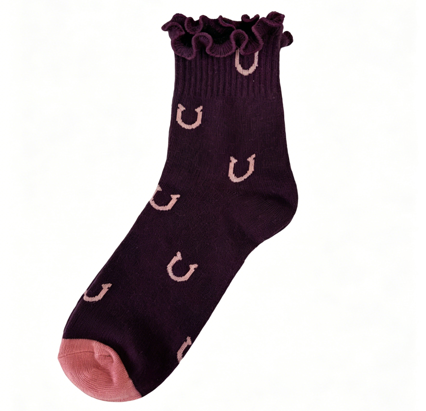 Women's Ruffle Horseshoe Crew Socks