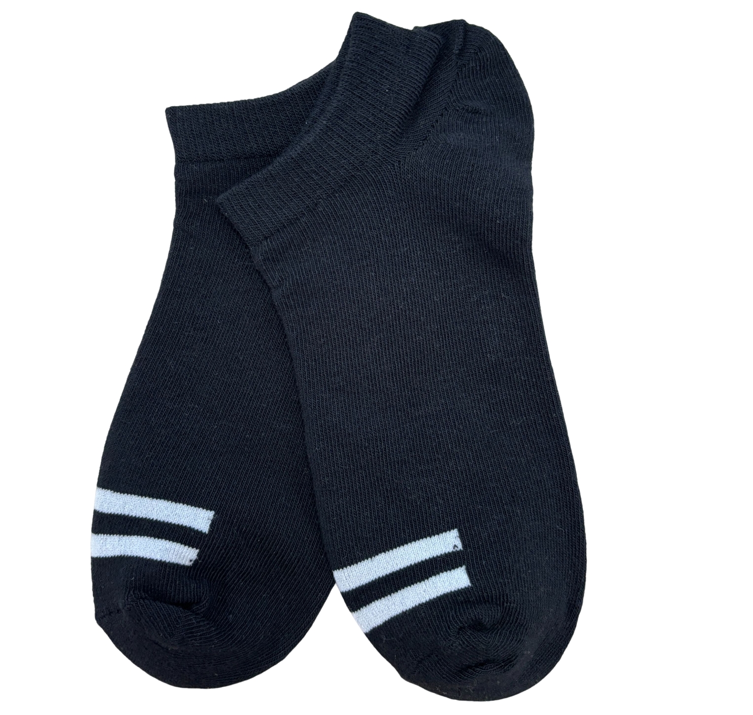 Black No Show Socks with White Stripes