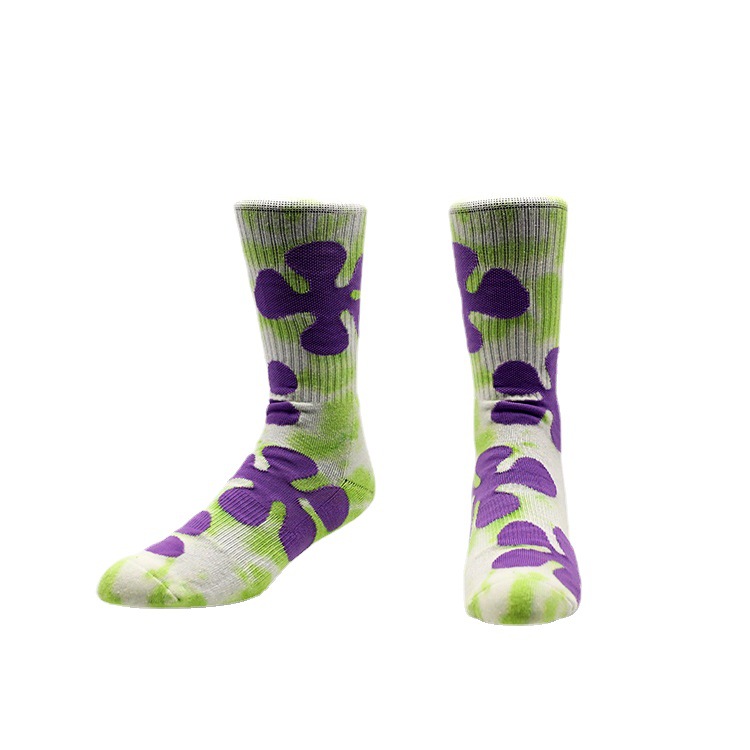 Tie Dye Flower Crew Socks